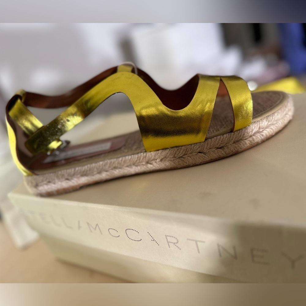 Stella McCartney flat sandal in steel citron size 40 Rare! - Picture 2 of 8